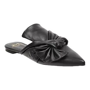 Marc Fisher LTD Shafi Bow Flat Leather Mules in Black 8.5